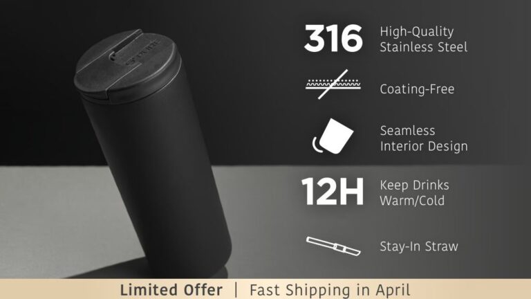 Kickstarter - S+ Pure Thermos Premium 316 Stainless Steel & Stay-In Straw