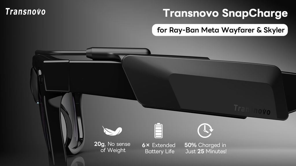 Kickstarter - Transnovo 1st Snap-On Portable Charger for Ray-Ban Glasses