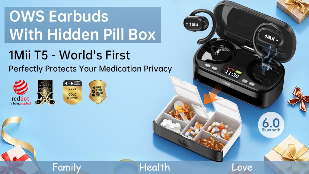Kickstarter - 1Mii T5 World's 1st OWS Earbuds with Hidden Pill Box