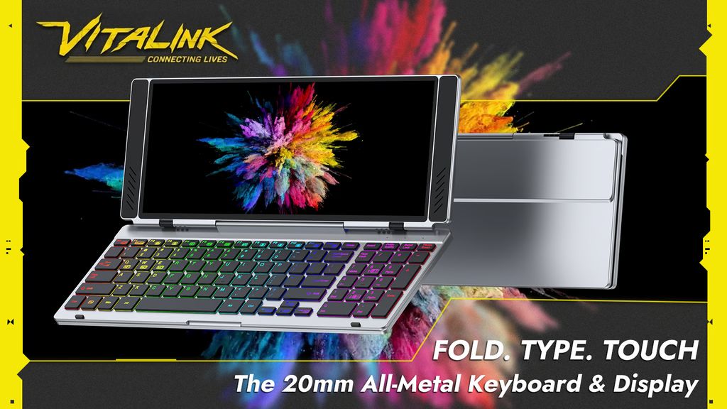VitaLink: 20mm Thin 180° Foldable Keyboard & 4K Touchscreen ...