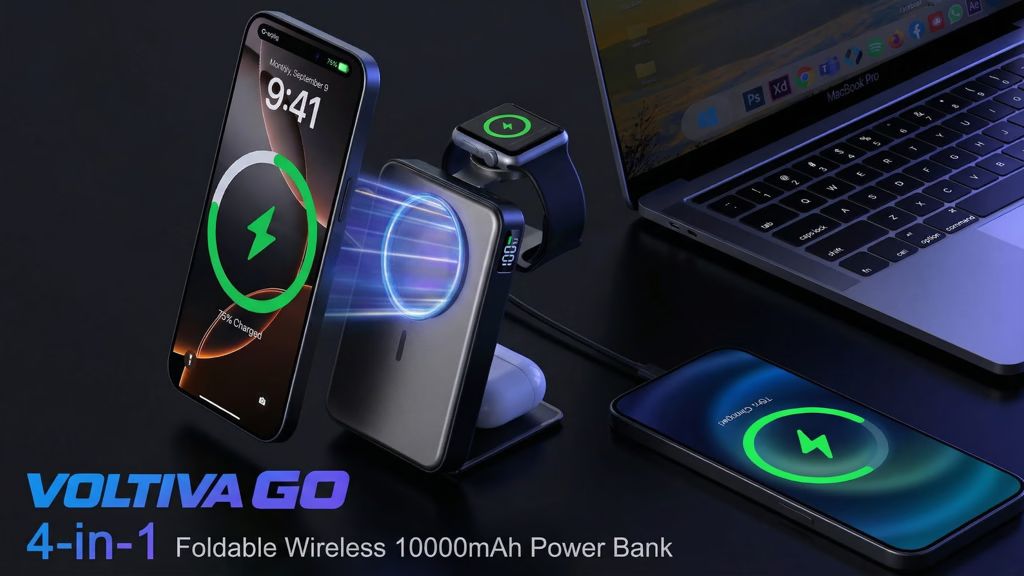 Kickstarter - Voltiva GO 4-in-1 Foldable Wireless 10000mAh Power Bank
