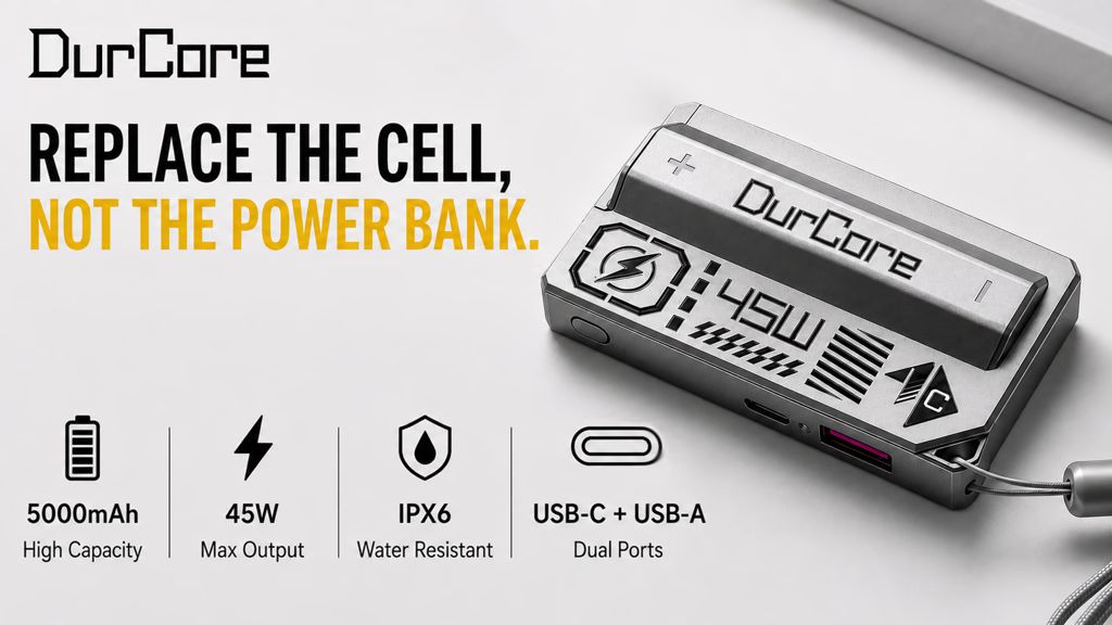 Kickstarter - DurCore：Tactical Power Bank with Swappable Batteries