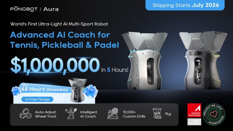 Kickstarter - Pongbot Aura World's First Ultra-Light AI Multi-Sport Robot