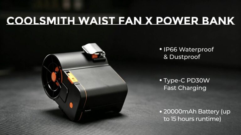 CoolSmith Waist Fan Power bank - Waterproof All-Day Cooling