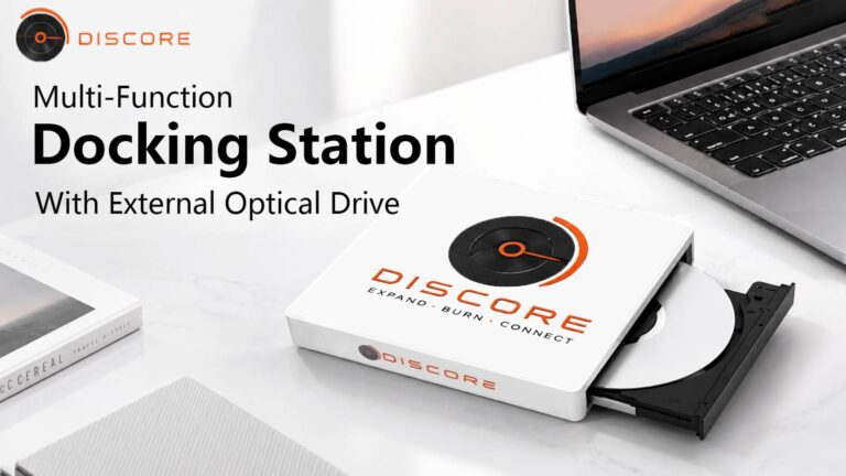 DISCORE- 9-in-1 DVD Drive Hub for Creators, Ports & Storage