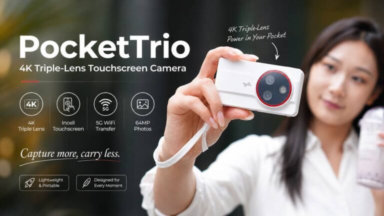 PocketTrio- 4K Triple-Lens Touchscreen Camera