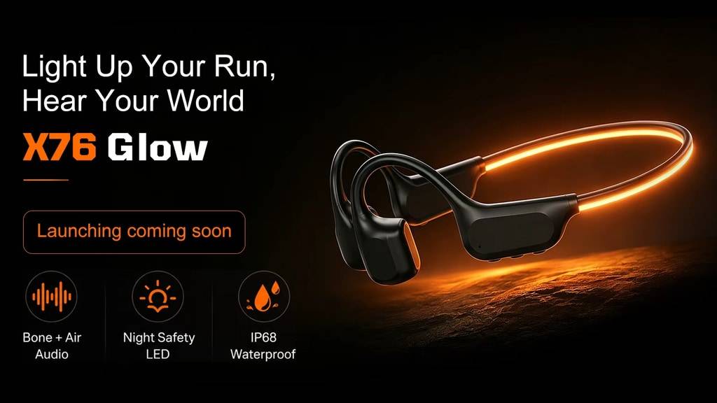 X76 Glow- Bone & Air Conduction Headphones for Night Running