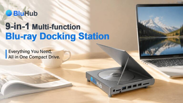 BluHub- 9-in-1 Blu-ray Hub for Memories, Ports & Storage