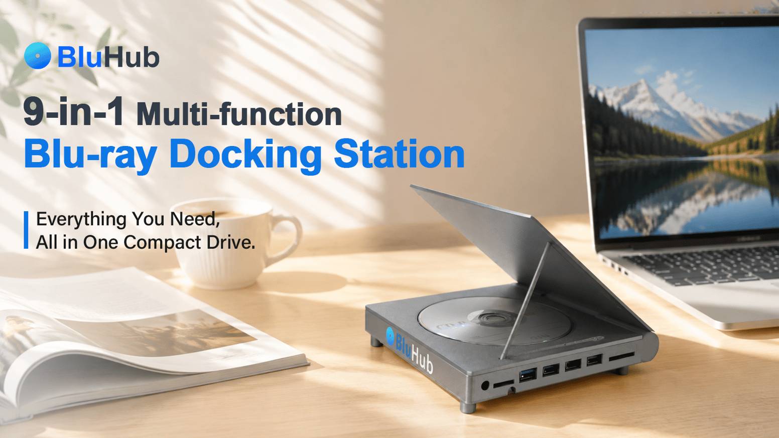 BluHub- 9-in-1 Blu-ray Hub for Memories, Ports & Storage