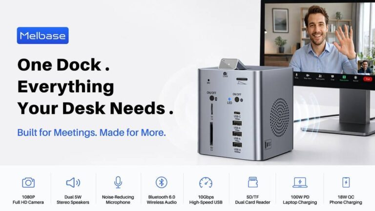 Melbase- 14-in-1 Video & Audio Dock - Clean Up Your Desktop