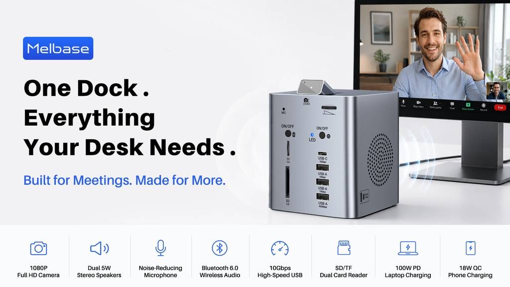Melbase- 14-in-1 Video & Audio Dock - Clean Up Your Desktop