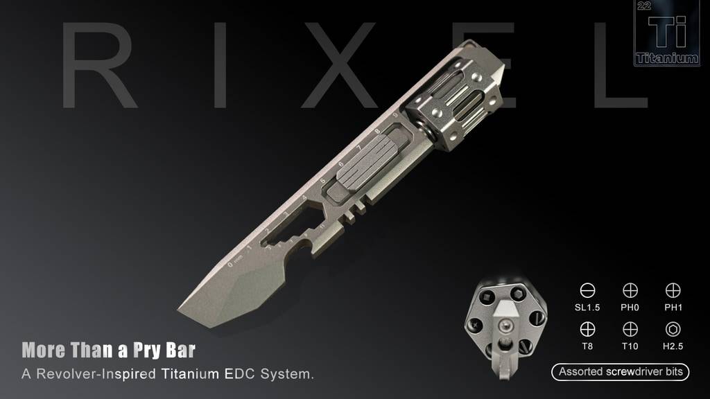 RIXEL- A Revolver-Inspired Titanium Multi-Tool Pry Bar