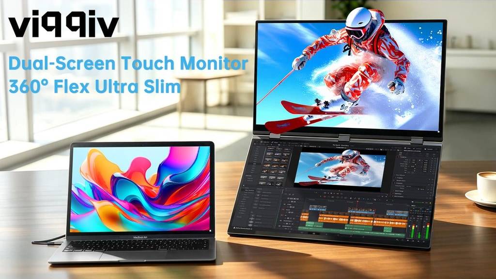 Viqqiv Dual-Screen Touch Monitor - 360° Flex Ultra Slim