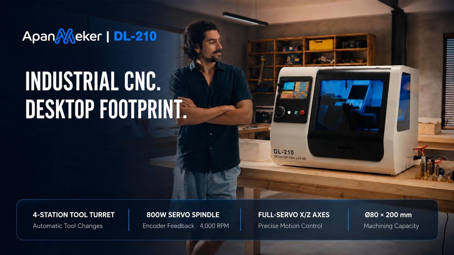 Apanmeker- DL-210 Industrial CNC Power in a Desktop Lathe