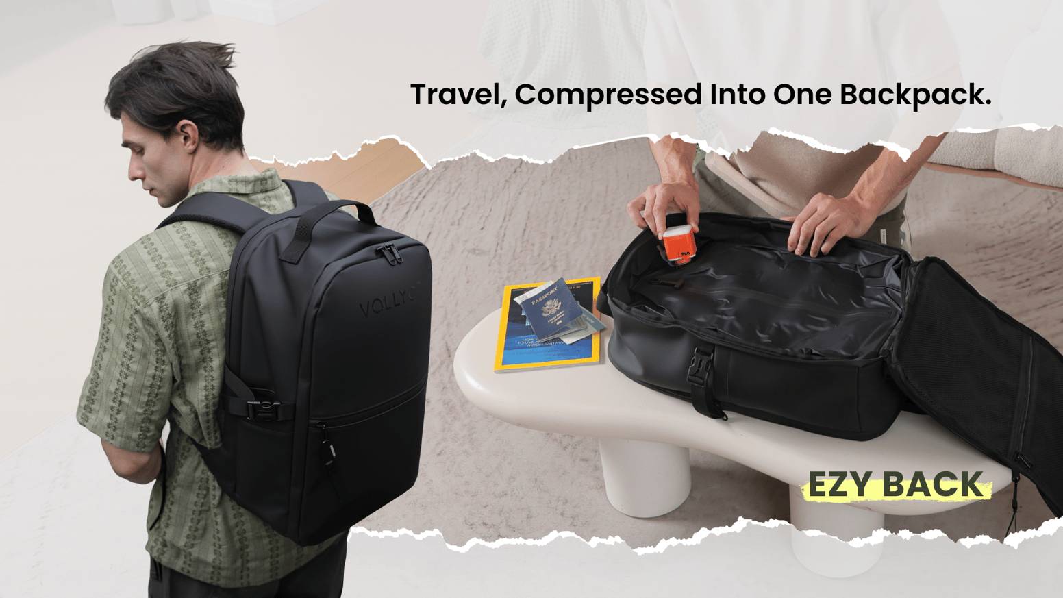 EZY BACK- Travel, Compressed Into One Backpack