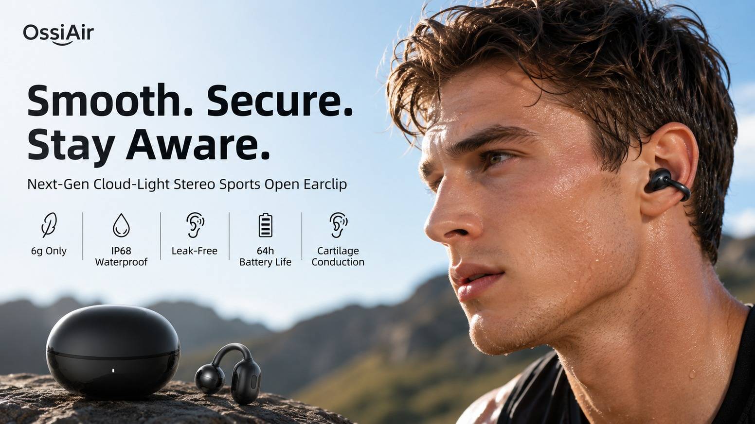 OssiAir- Clip-On Cartilage Conduction OWS for Every Move