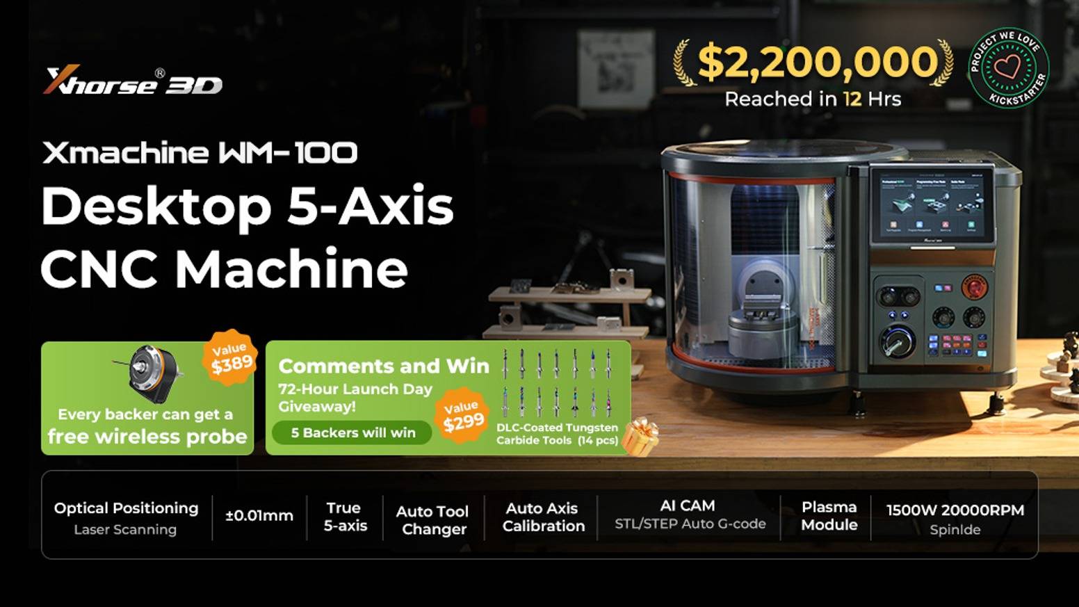 Xhorse3D Xmachine WM-100 Desktop Simultaneous 5-Axis CNC
