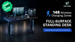 Full-Surface Standing Desk with 148 Wireless Charging Zones