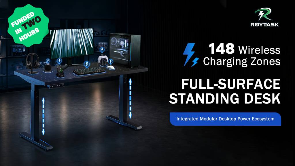 Full-Surface Standing Desk with 148 Wireless Charging Zones