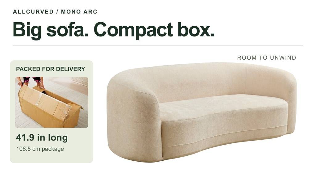 MONO ARC- A Full-Size Curved Sofa, Compressed in a Box